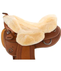 Couvre-siège en véritable fourrure d'agneau avec pommeau