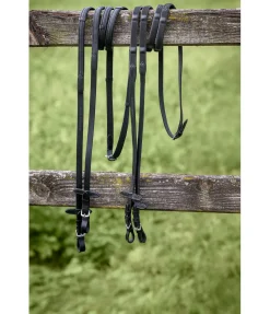Rênes en cuir de veau gras et souple avec arrêtoirs en cuir
